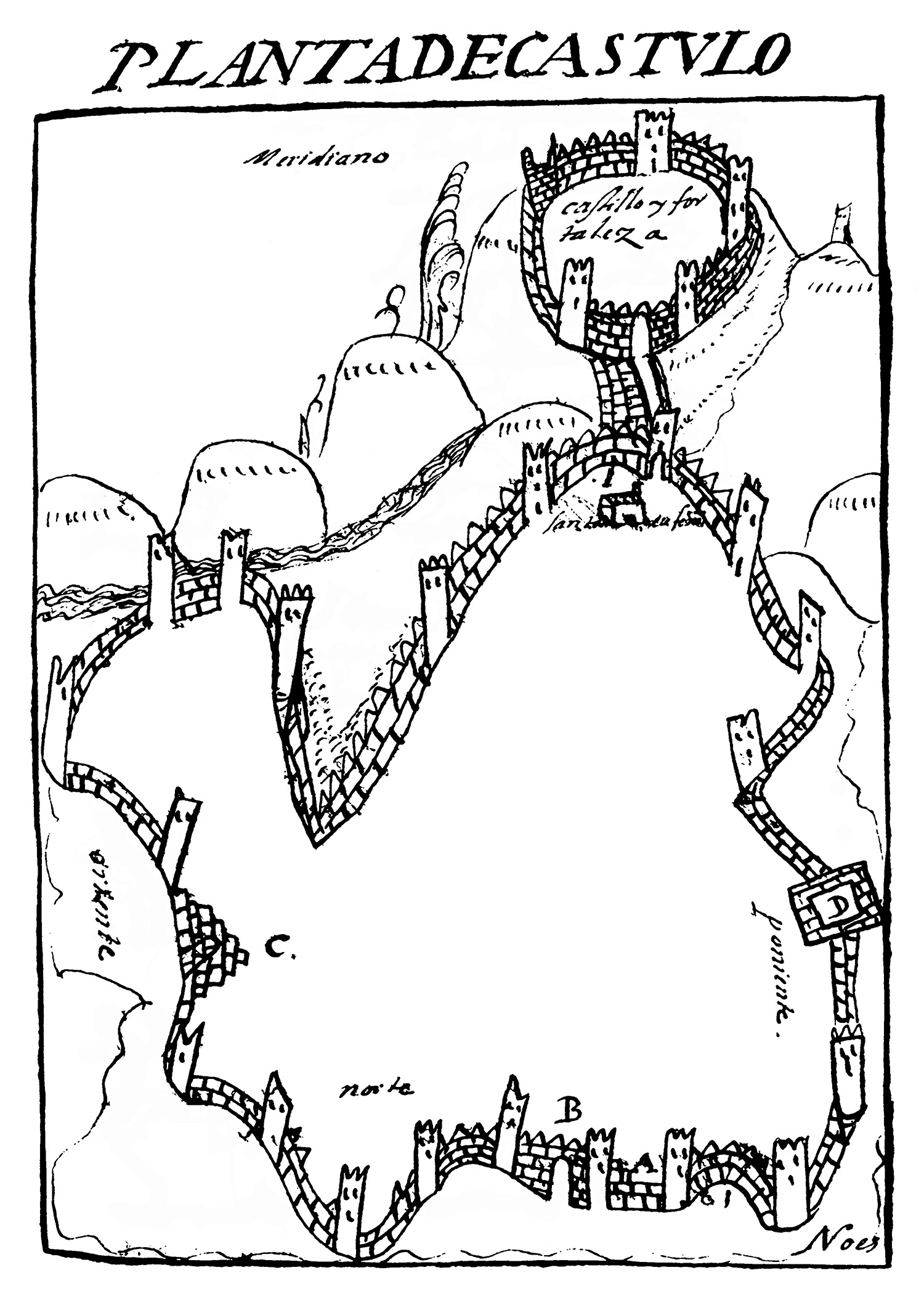 Plano de Cástulo elaborado por Gregorio López Pinto en 1656