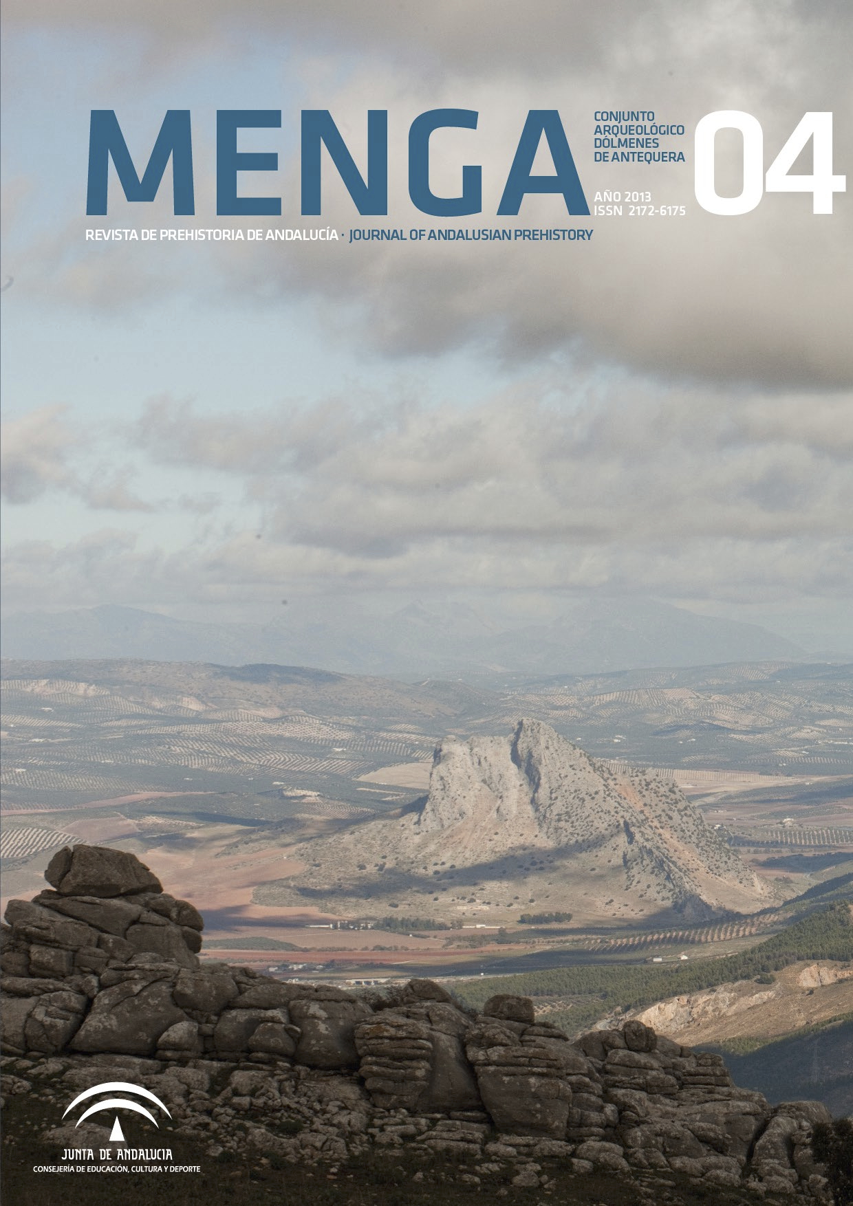 Portada de Menga04. Revista de Prehistoria de Andalucía. Ilustra la sección de Publicaciones