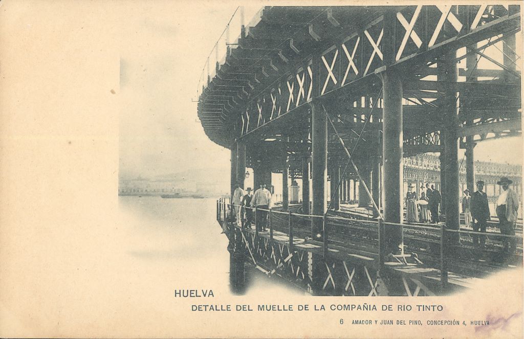 HUELVA: DETALLE DEL MUELLE DE LA COMPAÑÍA DE RIOTINTO.1901(DJ07158)