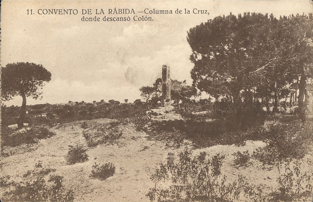 HUELVA: CONVENTO DE LA RÁBIDA-Columna de la Cruz, donde descansó Colón.1920(DJ07207)