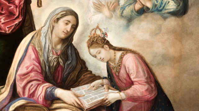 Santa Ana enseñando a leer a la Virgen (detalle). Juan de Roelas.