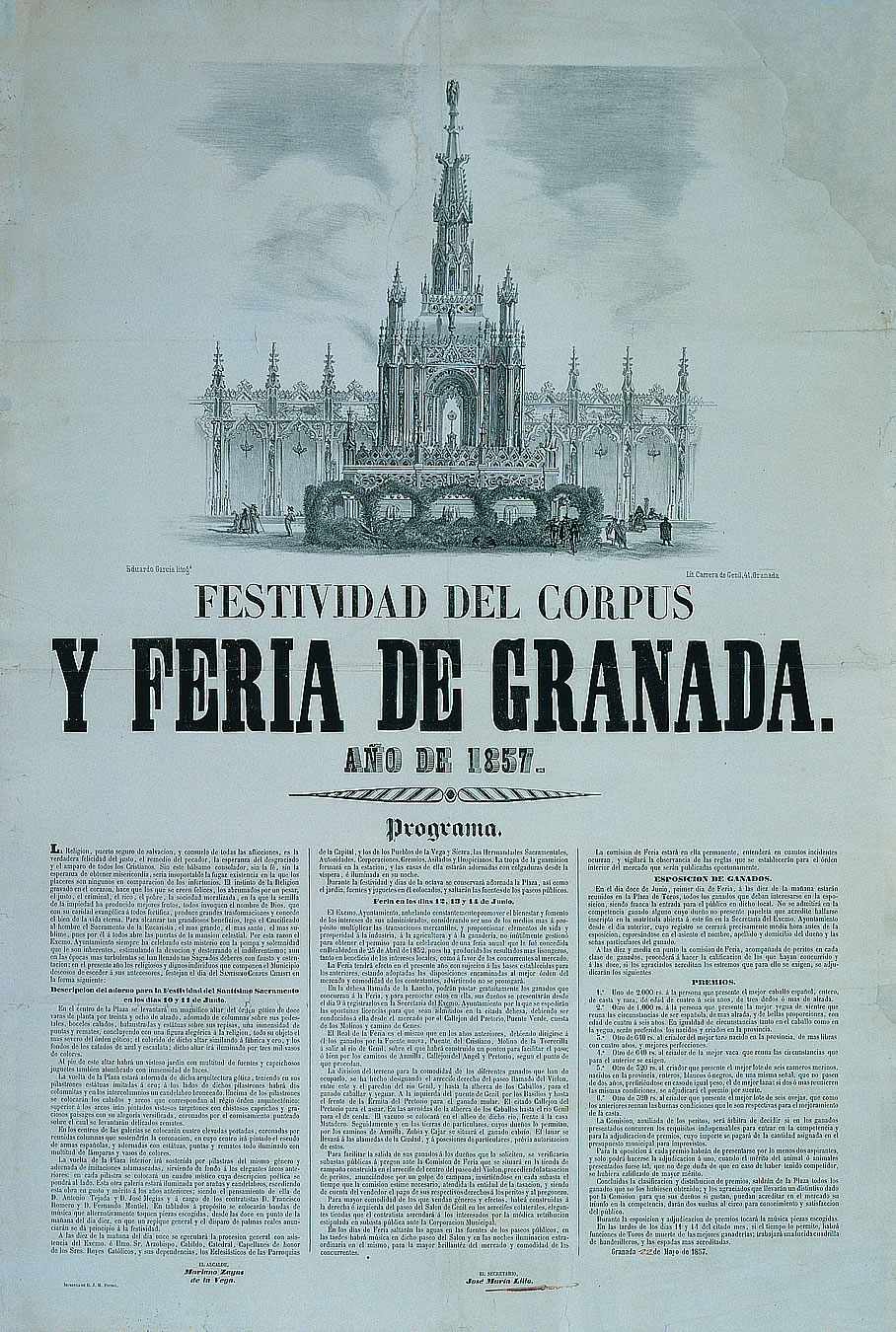 Cartel de las fiestas del Corpus de 1857